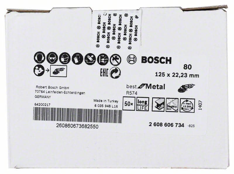 Brusni fiber disk R574, Best for Metal Bosch 2608606734, Prečnik 125 mm; granulacija 80