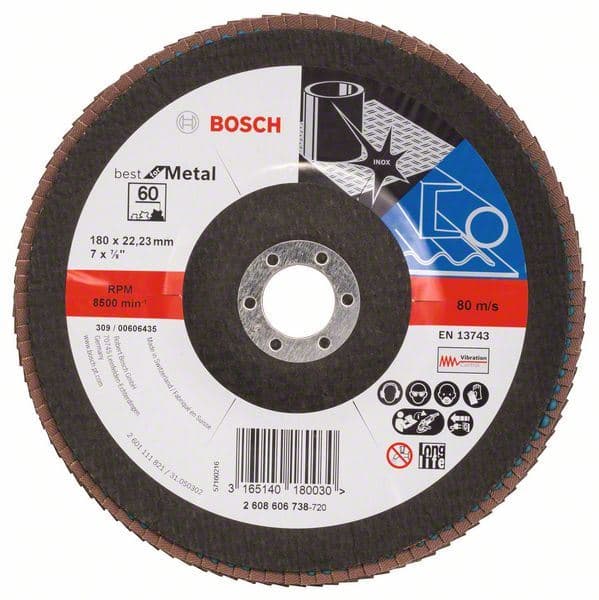 Lamelni brusni disk X571, Best for Metal Bosch 2608606738, Prečnik 180 mm; granulacija 60, kolenasti