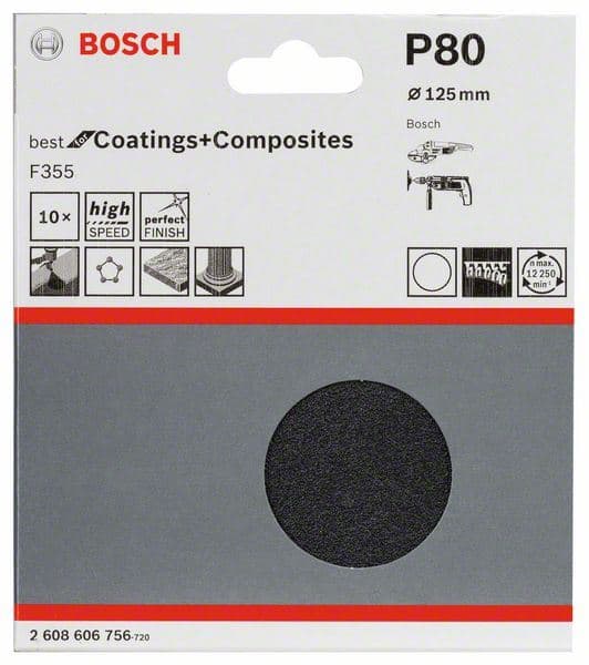 10-delni set brusnih listova F355 Bosch 2608606756, 125 mm, 80 - slika 2