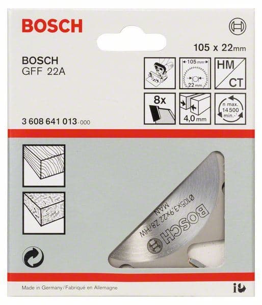 Pločasto glodalo Bosch 3608641013, 8, 22 mm, 4 mm - slika 2