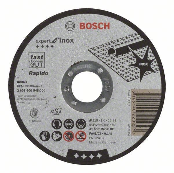 Rezna ploča ravna Expert for Inox - Rapido Bosch 2608600545, AS 60 T INOX BF, 115 mm, 1,0 mm