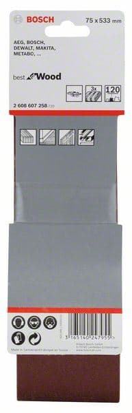 3-delni set brusnih traka X440 Bosch 2608607258, 75 x 533 mm, 120 - slika 2