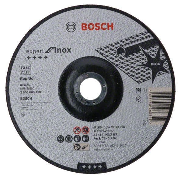 Rezna ploča ispupčena Expert for Inox - Rapido Bosch 2608600710, AS 46 T INOX BF, 180 mm, 1,6 mm - slika 2