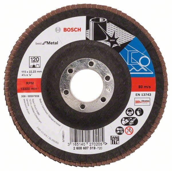Lamelni brusni disk X571, Best for Metal Bosch 2608607319, Prečnik 115 mm; granulacija 120, kolenasti