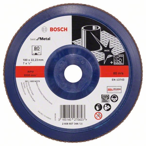 Lamelni brusni disk X571, Best for Metal Bosch 2608607344, Prečnik 180 mm; granulacija 80, ravni
