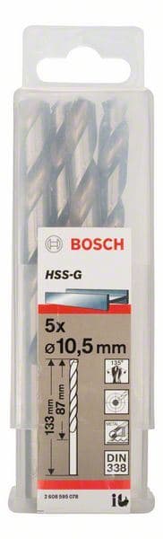 Burgija za metal HSS-G, DIN 338 Bosch 2608595078, 10,5 x 87 x 133 mm, 1 komad