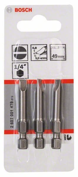 Bit odvrtača ekstra-tvrdi Bosch 2607001479, S 0,8x5,5, 49 mm - slika 2