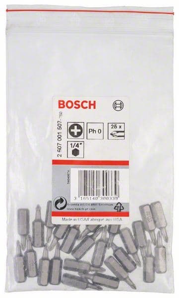 Bit odvrtača ekstra-tvrdi Bosch 2607001507, PH 0, 25 mm - slika 2