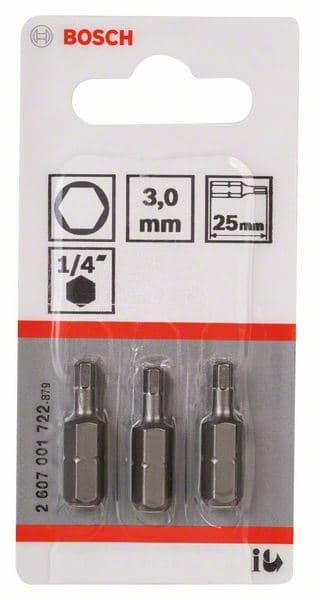 Bit odvrtača ekstra-tvrdi Bosch 2607001722, HEX 3, 25 mm - slika 2