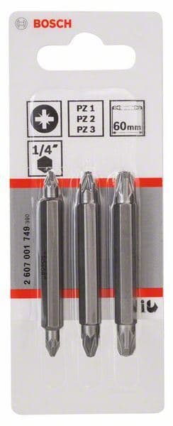 3-delni set dvostranih nastavaka Bosch 2607001749, PZ1, PZ2, PZ3; PZ1, PZ2, PZ3; 60 mm - slika 2