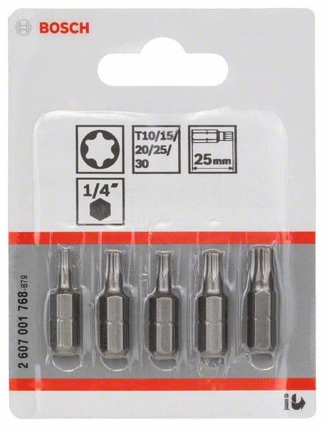 5-delni paket bitova odvrtača ekstra tvrdi (Torx®) Bosch 2607001768, T 10; T 15; T 20; T 25; T 30; 25 mm - slika 2