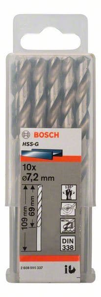 Burgija za metal HSS-G, DIN 338 Bosch 2608595337, 7,2 x 109 x 69 mm
