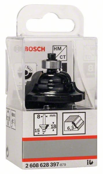 Profilno glodalo D Bosch 2608628397, 8 mm, R1 6,3 mm, B 15 mm, L 18 mm, G 60 mm - slika 2