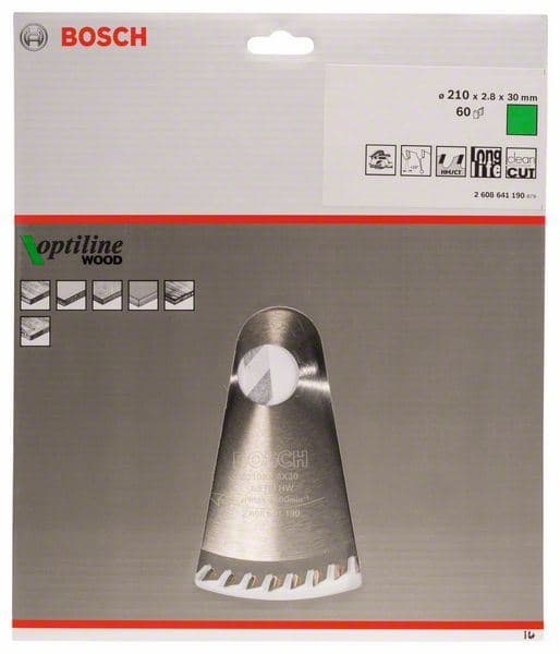 List kružne testere Optiline Wood Bosch 2608641190, 210 x 30 x 2,8 mm, 60
