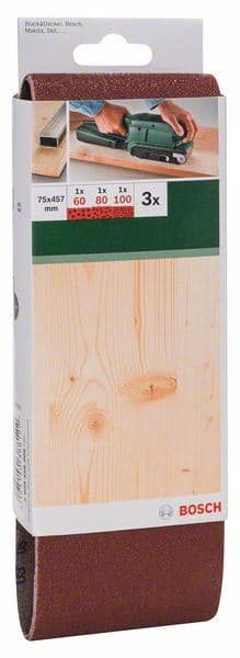 3-delni set brusnih traka za tračne brusilice, crveni kvalitet Bosch 2609256209 - slika 2