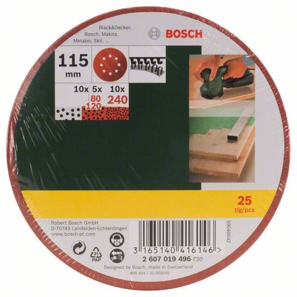 25-delni set brusnih listova za ekscentar brusilicu, granulacija 80, 120, 240 Bosch 2607019496 - slika 2