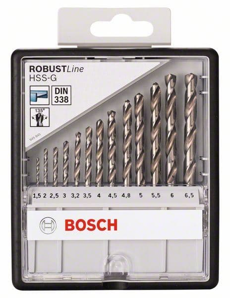13-delni Robust Line set burgija za metal HSS-G, 135° Bosch 2607010538, 1,5; 2; 2,5; 3; 3,2; 3,5; 4; 4,5; 4,8; 5; 5,5; 6; 6,5 mm, 135°