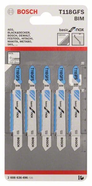 List ubodne testere T 118 GFS Bosch 2608636496, Basic za Inox - slika 2
