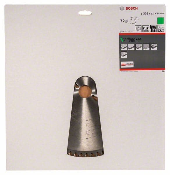 List kružne testere Optiline Wood 305 x 30 x 3,2 mm, 72 Bosch 2608641771, 305 x 30 x 3,2 mm, 72