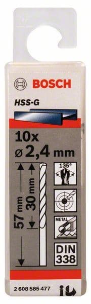 Burgija za metal HSS-G, DIN 338 Bosch 2608585477, 2,4 x 30 x 57 mm