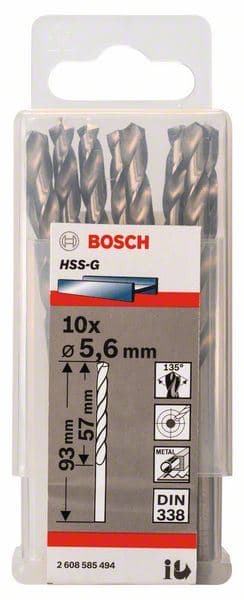 Burgija za metal HSS-G, DIN 338 Bosch 2608585494, 5,6 x 57 x 93 mm