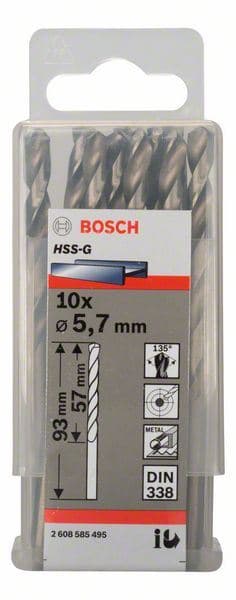 Burgija za metal HSS-G, DIN 338 Bosch 2608585495, 5,7 x 57 x 93 mm