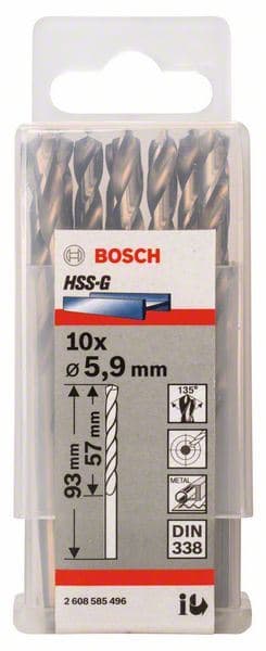Burgija za metal HSS-G, DIN 338 Bosch 2608585496, 5,9 x 57 x 93 mm