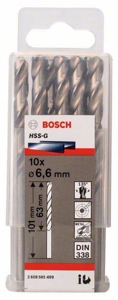 Burgija za metal HSS-G, DIN 338 Bosch 2608585499, 6,6 x 63 x 101 mm