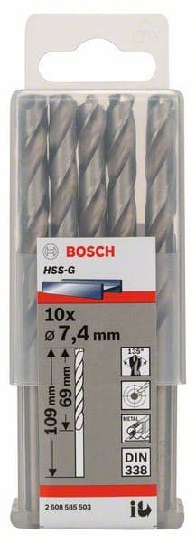 Burgija za metal HSS-G, DIN 338 Bosch 2608585503, 7,4 x 69 x 109 mm