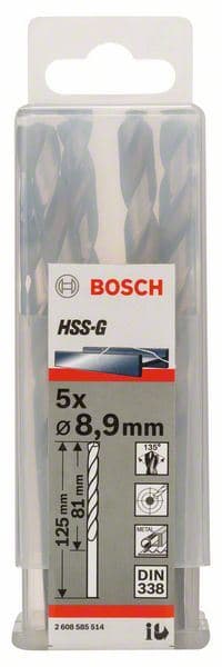 Burgija za metal HSS-G, DIN 338 Bosch 2608585514, 8,9 x 81 x 125 mm