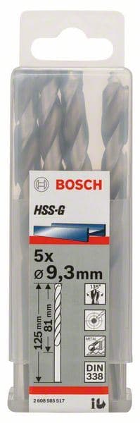 Burgija za metal HSS-G, DIN 338 Bosch 2608585517, 9,3 x 81 x 125 mm