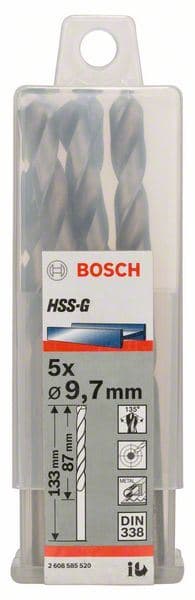 Burgija za metal HSS-G, DIN 338 Bosch 2608585520, 9,7 x 87 x 133 mm