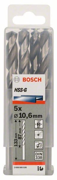 Burgija za metal HSS-G, DIN 338 Bosch 2608585526, 10,6 x 87 x 133 mm