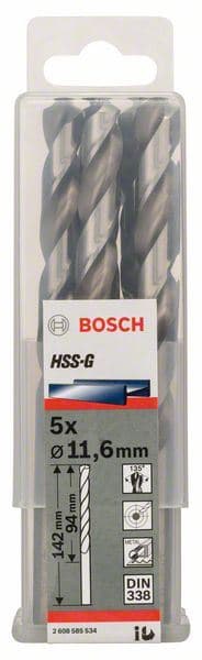 Burgija za metal HSS-G, DIN 338 Bosch 2608585534, 11,6 x 94 x 142 mm
