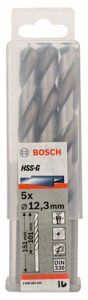 Burgija za metal HSS-G, DIN 338 Bosch 2608585540, 12,3 x 101 x 151 mm