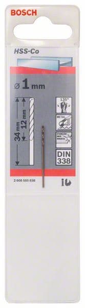 Burgija za metal HSS-Co, DIN 338 Bosch 2608585838, 1 x 12 x 34 mm