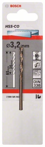 Burgija za metal HSS-Co, DIN 338 Bosch 2608585843, 3,2 x 36 x 65 mm