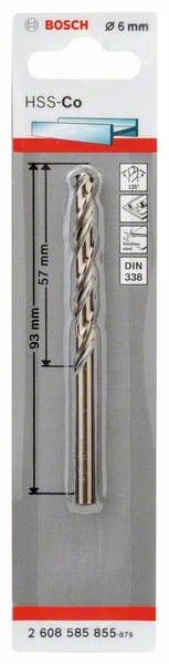 Burgija za metal HSS-Co, DIN 338 Bosch 2608585855, 6 x 57 x 93 mm