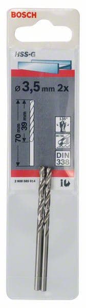 Burgija za metal HSS-G, DIN 338 Bosch 2608585914, 3,5 x 39 x 70 mm
