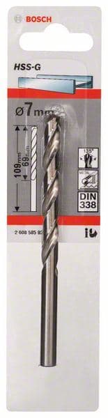 Burgija za metal HSS-G, DIN 338 Bosch 2608585929, 7 x 69 x 109 mm