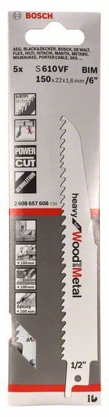 List univerzalne testere S 610 VF Bosch 2608657608, Heavy za Drvo i Metal - slika 2