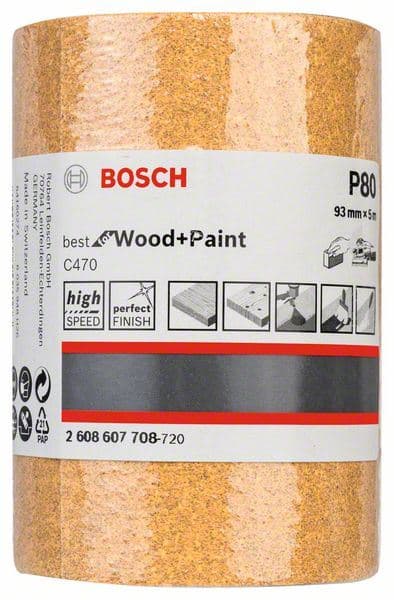 Rola brusnog papira papir C470 Bosch 2608607708, 93 mm, 5 m, 80 - slika 2