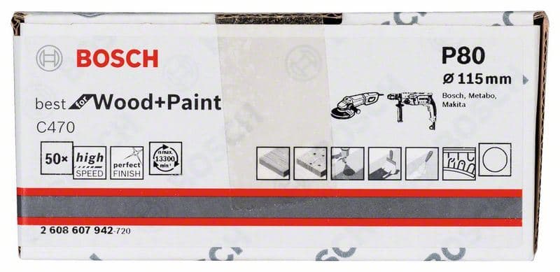 Brusni list papir C470, pakovanje od 50 komada Bosch 2608607942, 115 mm, 80 - slika 2