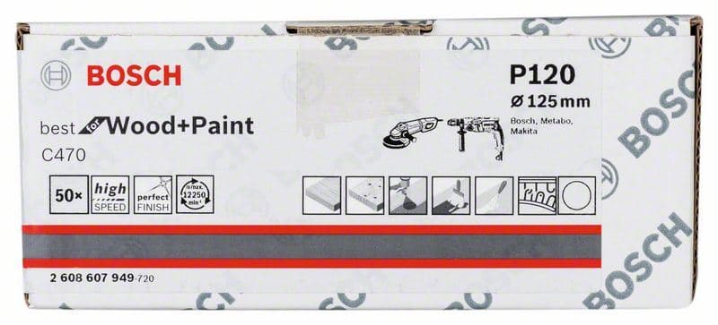 Brusni list papir C470, pakovanje od 50 komada Bosch 2608607949, 125 mm, 120 - slika 2