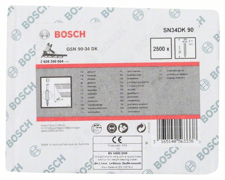 Ekser sa prugama D–glava SN34DK 90 Bosch 2608200004, 3,1 mm, 90 mm, čista, glatka - slika 2