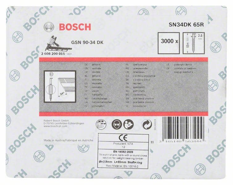 Ekser sa prugama D–glava SN34DK 65R Bosch 2608200015, 2,8 mm, 65 mm, čista, nabrazdana - slika 2