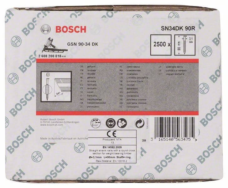 Ekser sa prugama D–glava SN34DK 90R Bosch 2608200018, 3,1 mm, 90 mm, čista, nabrazdana - slika 2