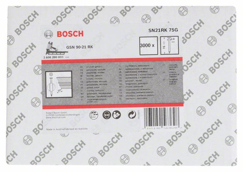 Ekser sa prugama okrugla glava SN21RK 75G Bosch 2608200033, 2,8 mm, 75 mm, pocinkovana, glatka - slika 2