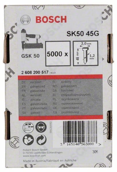 Ravni ekser sa upuštenom glavom SK50 45G Bosch 2608200517, 1,2 mm, 45 mm, pocinkovana - slika 2