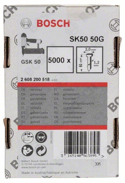 Ravni ekser sa upuštenom glavom SK50 50G Bosch 2608200518, 1,2 mm, 50 mm, pocinkovana - slika 2